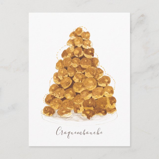 Postal acuarela croquembouche (Anverso)