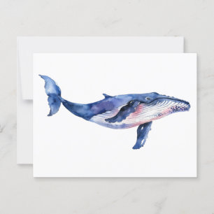 Postal Acuarela de ballena