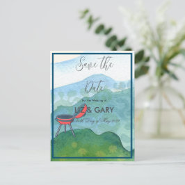 Postal Acuarela de barbacoa de boda- Guardar la fecha