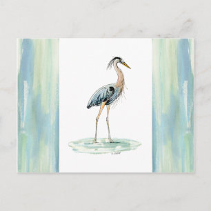 Postal acuarela de Blue Heron