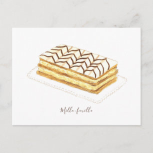 Postal Acuarela de bollería de Mille-feuille