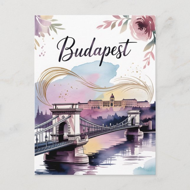 Postal acuarela de Budapest (Anverso)
