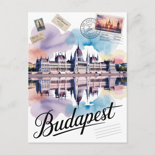 Postal acuarela de Budapest (Anverso)