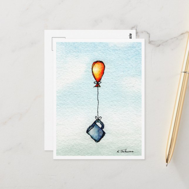 Postal acuarela de café volador (Anverso/Reverso In Situ)