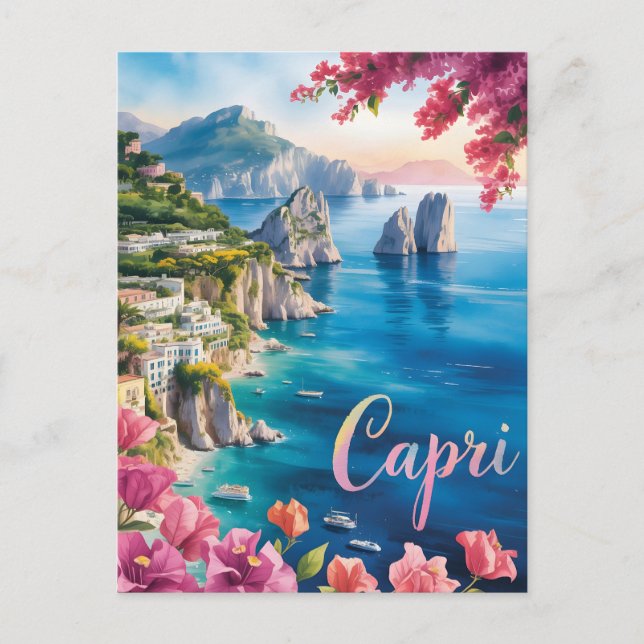 Postal acuarela de Capri (Anverso)