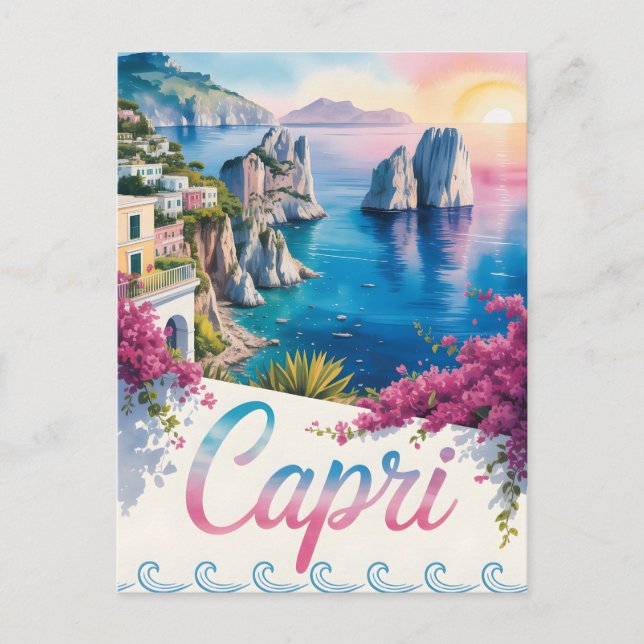 Postal acuarela de Capri (Anverso)