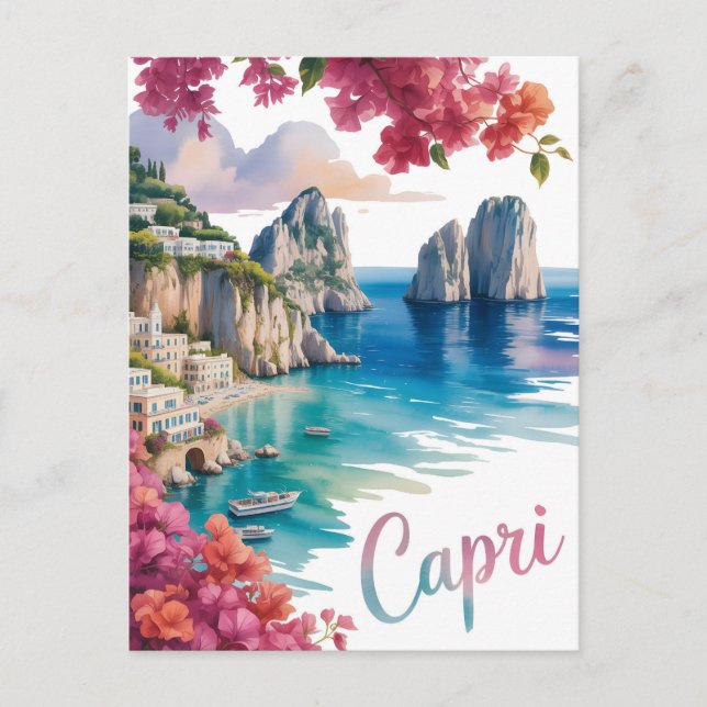 Postal acuarela de Capri (Anverso)