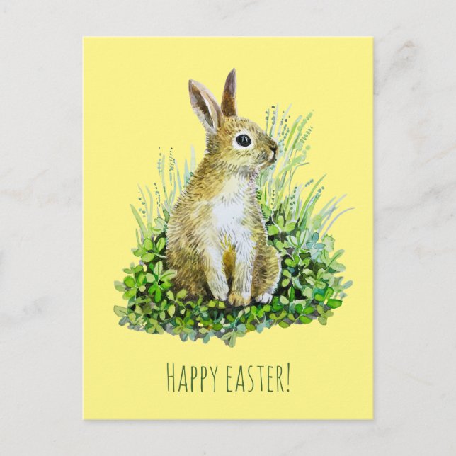 Postal acuarela de conejo pequeño (Anverso)