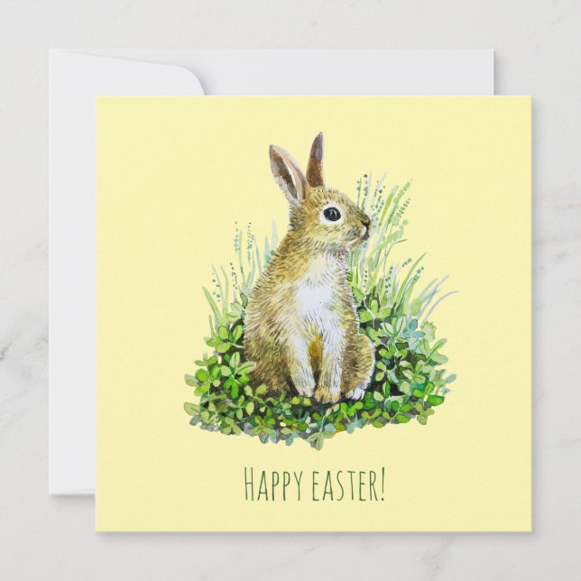Postal acuarela de conejo pequeño (Anverso)