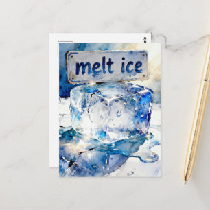 Postal Acuarela de cubos de hielo derretidos