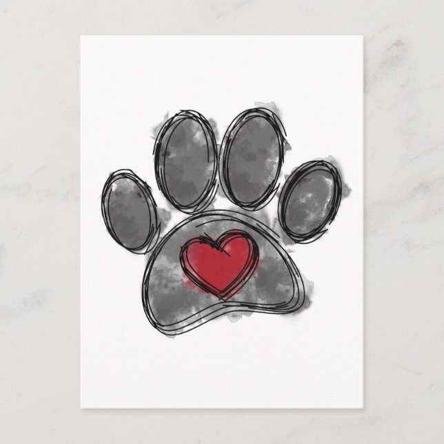 Postal Acuarela de dibujo de perro largo (Anverso)
