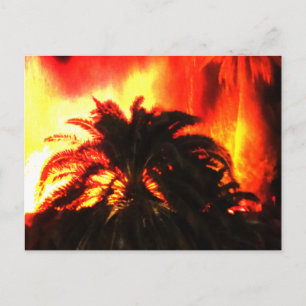 Postal Acuarela de erupción volcánica