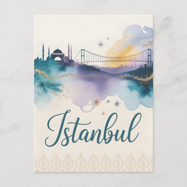 Postal acuarela de Estambul (Anverso)