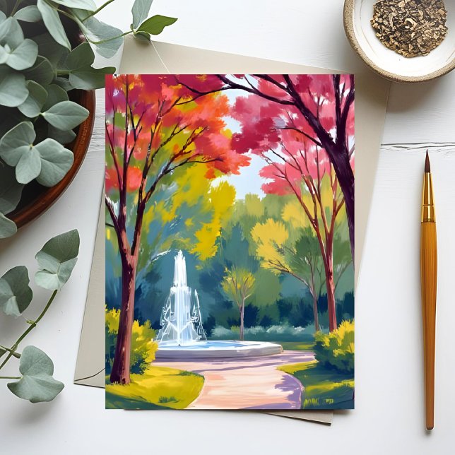 Postal Acuarela de follaje otoñal del parque de otoño (Subido por el creador)