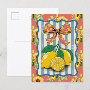 Postal Acuarela de girasoles y limones