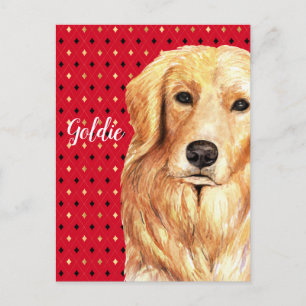 Postal Acuarela de Golden Retriever personalizada