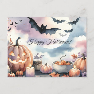 Postal acuarela de Halloween
