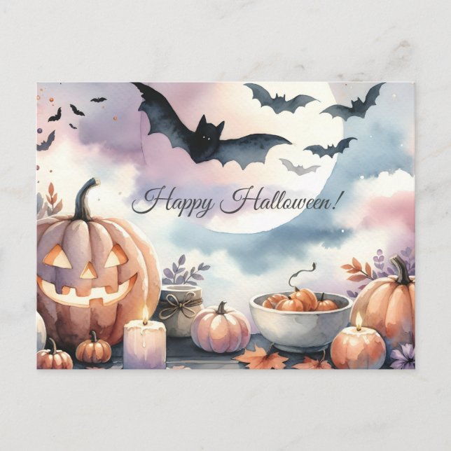 Postal acuarela de Halloween (Anverso)