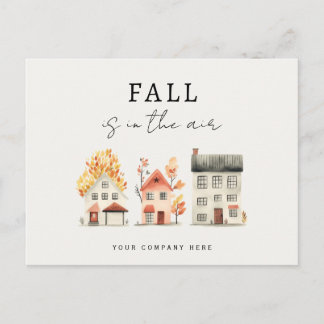 Postal Acuarela de hojas de otoño promoción inmobiliaria