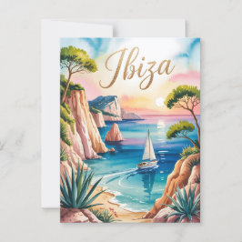 Postal acuarela de Ibiza