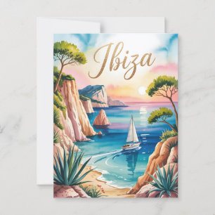 Postal acuarela de Ibiza