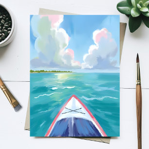 Postal Acuarela de kayak