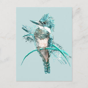 Postal Acuarela de Kingfisher Bird Animal