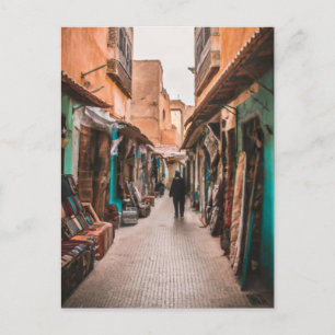 Postal Acuarela de la calle de Marruecos