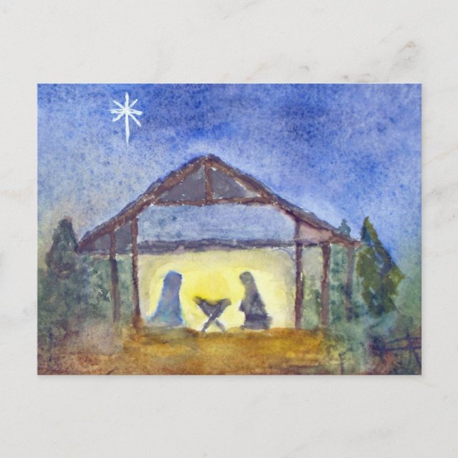 Postal Acuarela de la Natividad (Anverso)