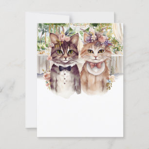 Postal acuarela de la pareja del gato