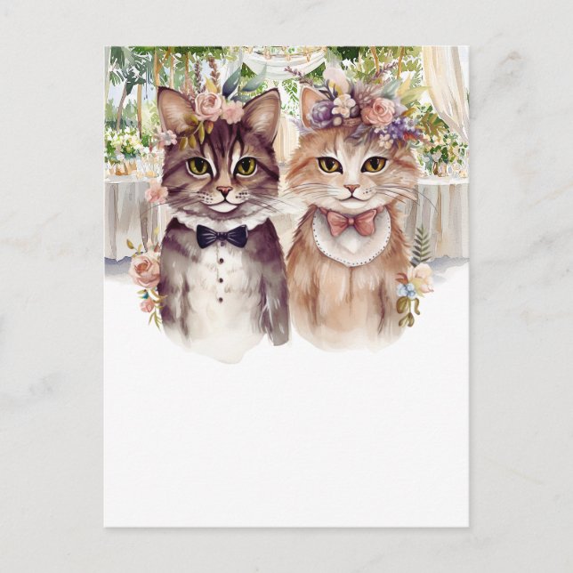 Postal acuarela de la pareja del gato (Anverso)
