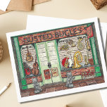 Postal Acuarela de la tienda de música de instrumentos de<br><div class="desc">Envíe a alguien una nota especial con esta postal de instrumentos de banda que incluye una pintura acuarela original de una pintoresca tienda de música del casco antiguo. Busted Bugles Music Shop, cuenta con una vidriera de luces de latón brillante e instrumentos de cuerdas. Una escena tranquila, esta conocida tienda...</div>
