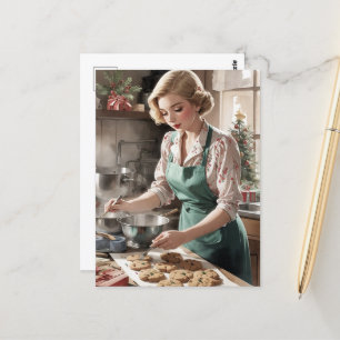 Postal Acuarela de las cookies de los Navidades de los ba