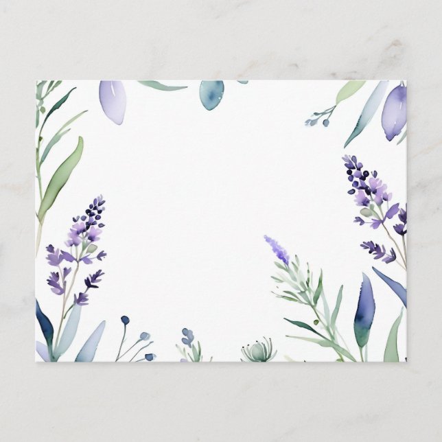 Postal Acuarela de lavanda y eucalipto (Anverso)
