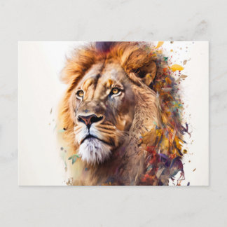 Postal acuarela de león