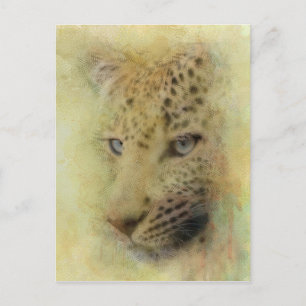 Postal Acuarela de Leopardo Africano