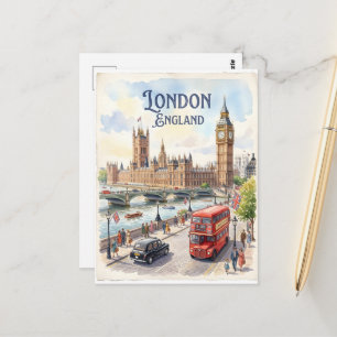 Postal acuarela de Londres Inglaterra