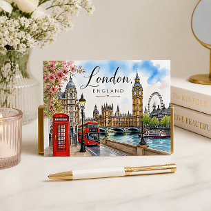 Postal Acuarela de Londres Inglaterra