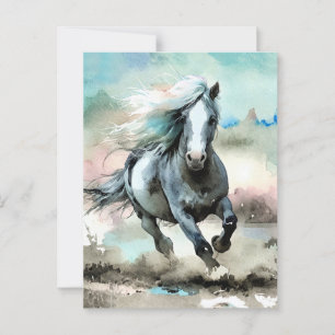 Postal Acuarela de majestuoso caballo de tiro