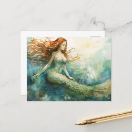 Postal Acuarela de Mermaid