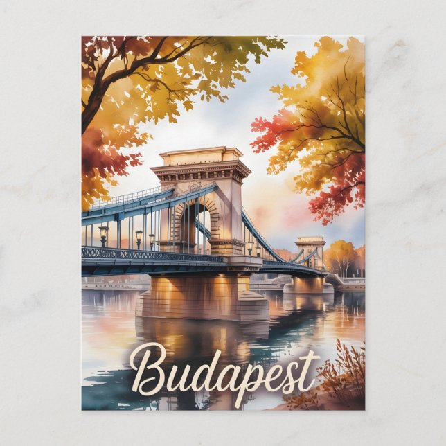 Postal acuarela de otoño de Budapest (Anverso)