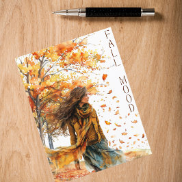 Postal Acuarela de otoño Hojas caídas Ambiente de otoño