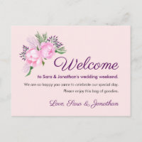 Acuarela De Peonies Rosados | Bienvenida Boda