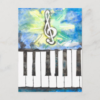 Postal Acuarela de piano