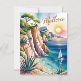 Postal acuarela de pintura de Mallorca
