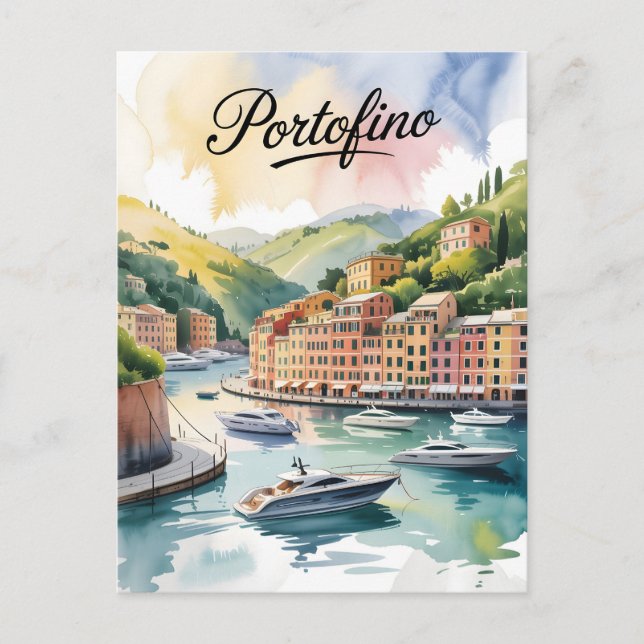 Postal acuarela de Portofino (Anverso)