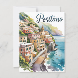 Postal Acuarela de Positano