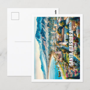 Postal acuarela de Santa Bárbara California