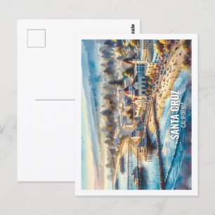 Postal acuarela de Santa Cruz California Estados Unidos