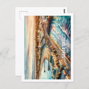 Postal acuarela de Santa Cruz California Estados Unidos